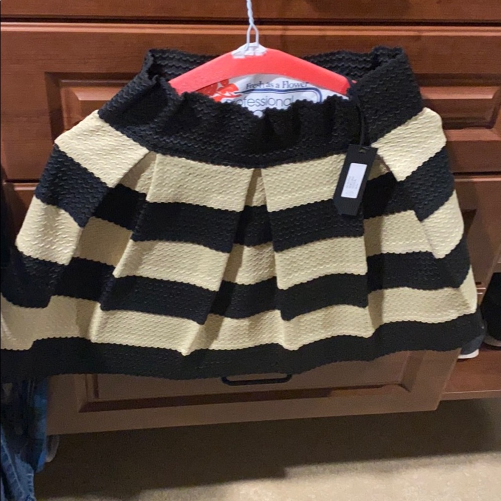 Black and Tan Stripped Mini Skirt